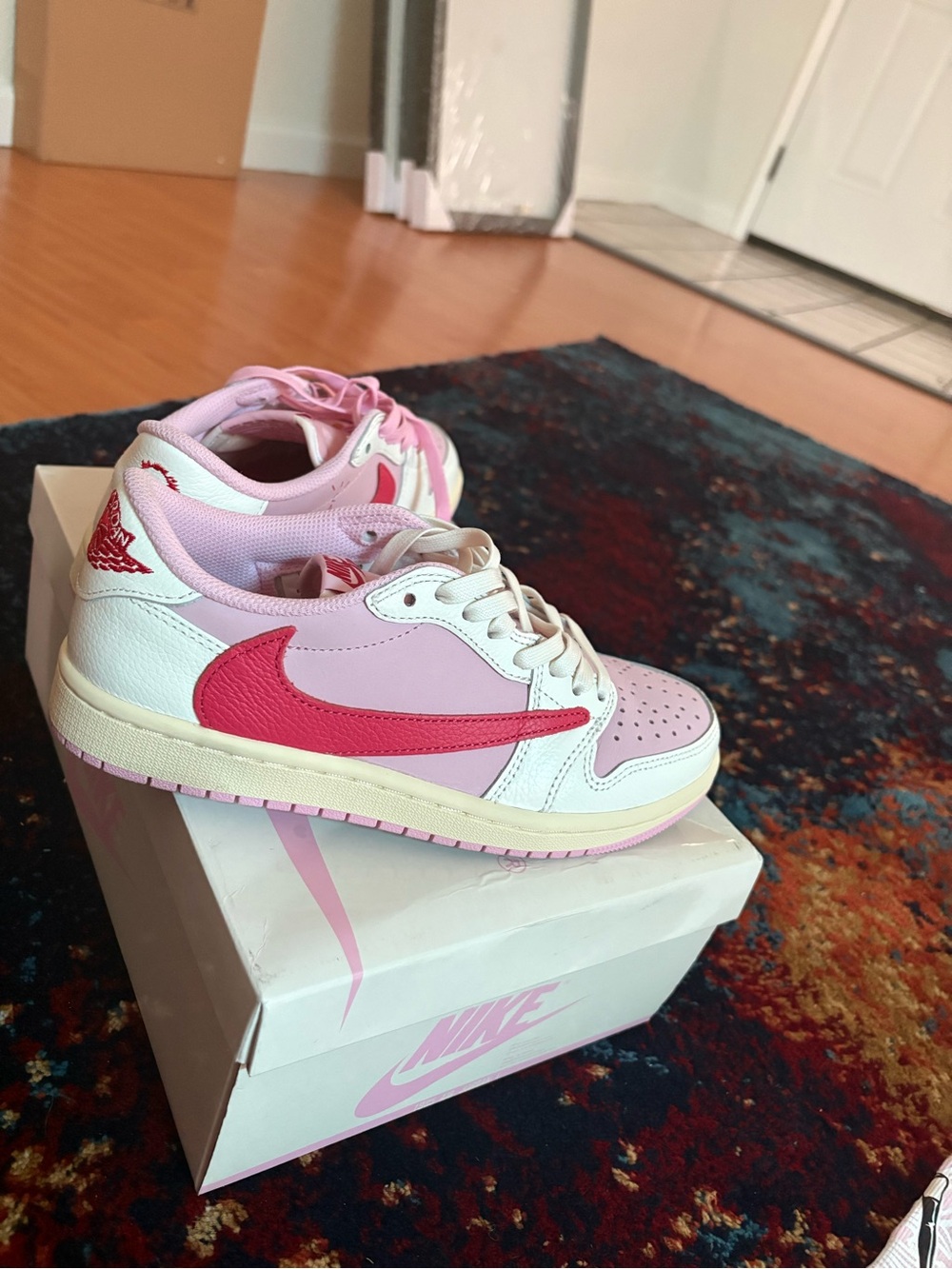 Travis Scott Pink, Light Pink and White Low-Top Sneakers